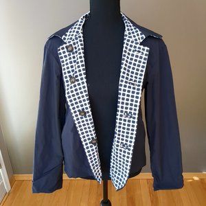 [SOLD] Maxmara Weekend Navy Button-up Light Spring Jacket Nylon Cotton Blend
